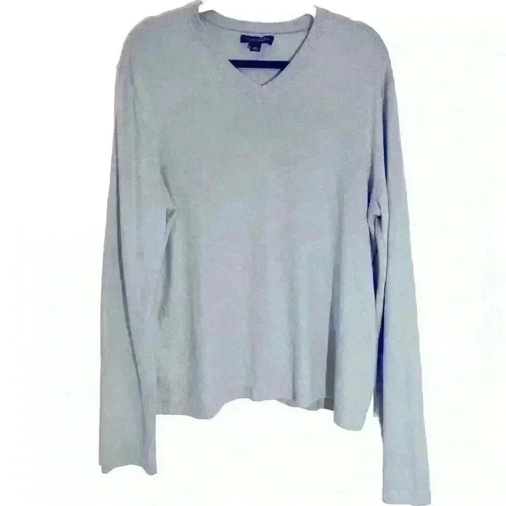 Men’s Banana Republic Silk  Cashmere V Neck Shirt Size L Blue